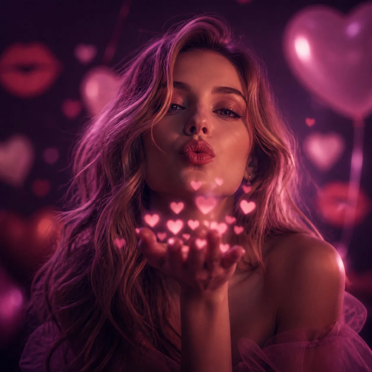 woman blowing a kiss during a live video chat on LikeeChat